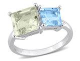 3.75 Carat (ctw) Green Quartz and Sky Blue Topaz Ring in Sterling Silver